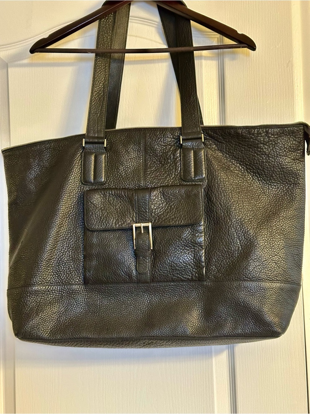 DKNY Black Pebbled Leather Laptop Tote
